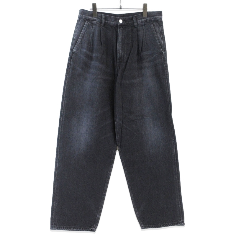 未使用 Graphpaper グラフペーパー Selvage Denim Two Tuck Tapered Pants GU261-40060DB BLACK DARK FADE 2 99001734