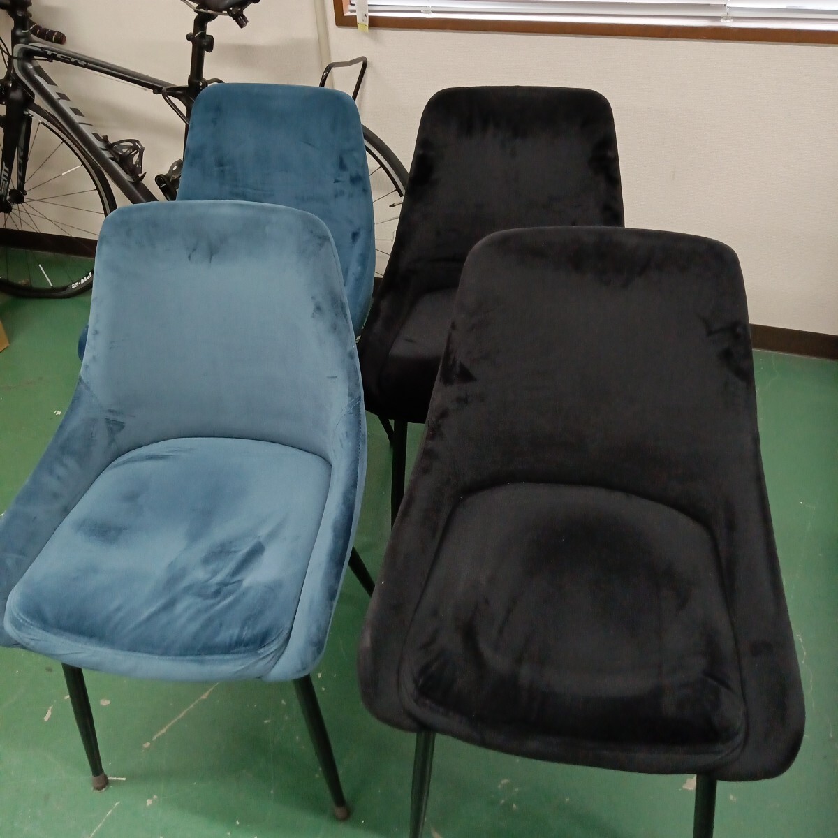 D ダイニングチェア 椅子 4脚セット ブラック ブルー 座面高さ約45cm 4個口 神奈川県直接引取可能