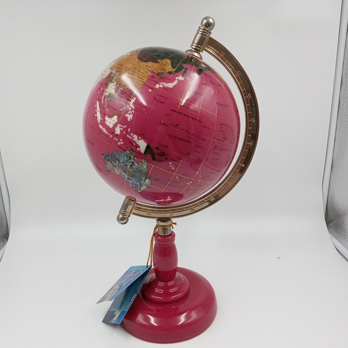 A 天然石 地球儀 インテリア オブジェ 卓上 Gam Stone Globe 寶石地球儀