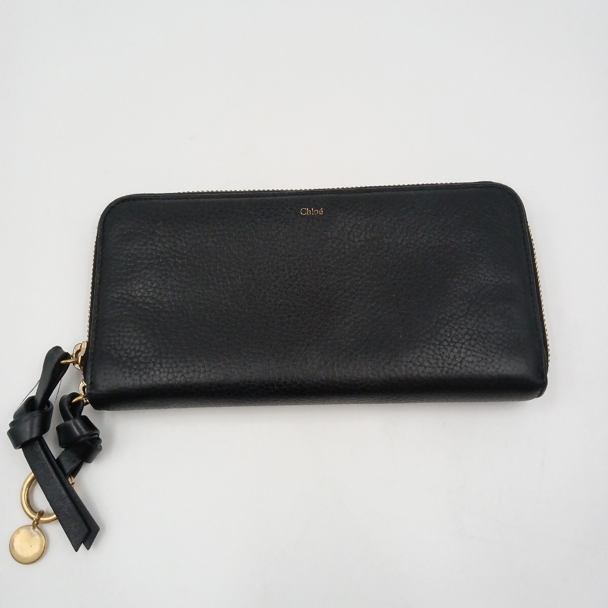 F Chloe クロエ 長財布 ラウンドファスナー レザー ブラック