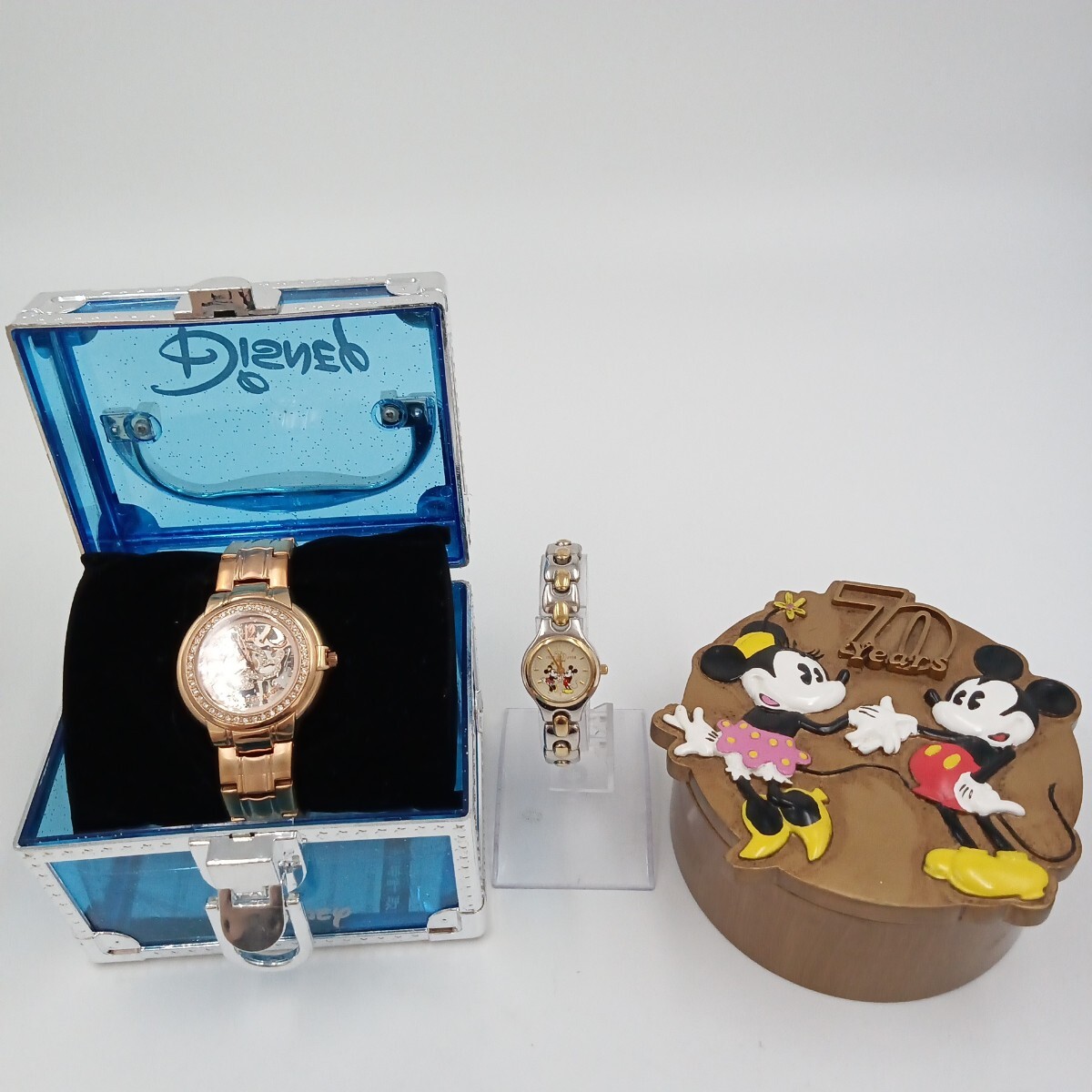 F Disney ディズニー 腕時計 2個セット 70周年 80周年 記念品 ミッキーマウス 電池式 自動巻き 動作未確認