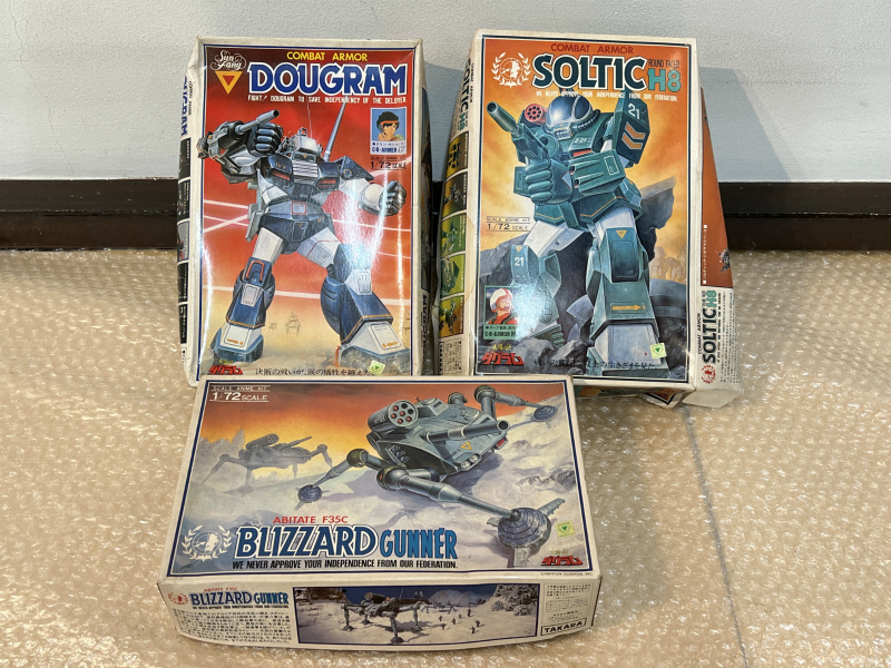 未組立品 当時物 太陽の牙ダグラム プラモデル 3点 おまとめセット ダグラム / ソルティック / ブリザードガンナー 現状渡し