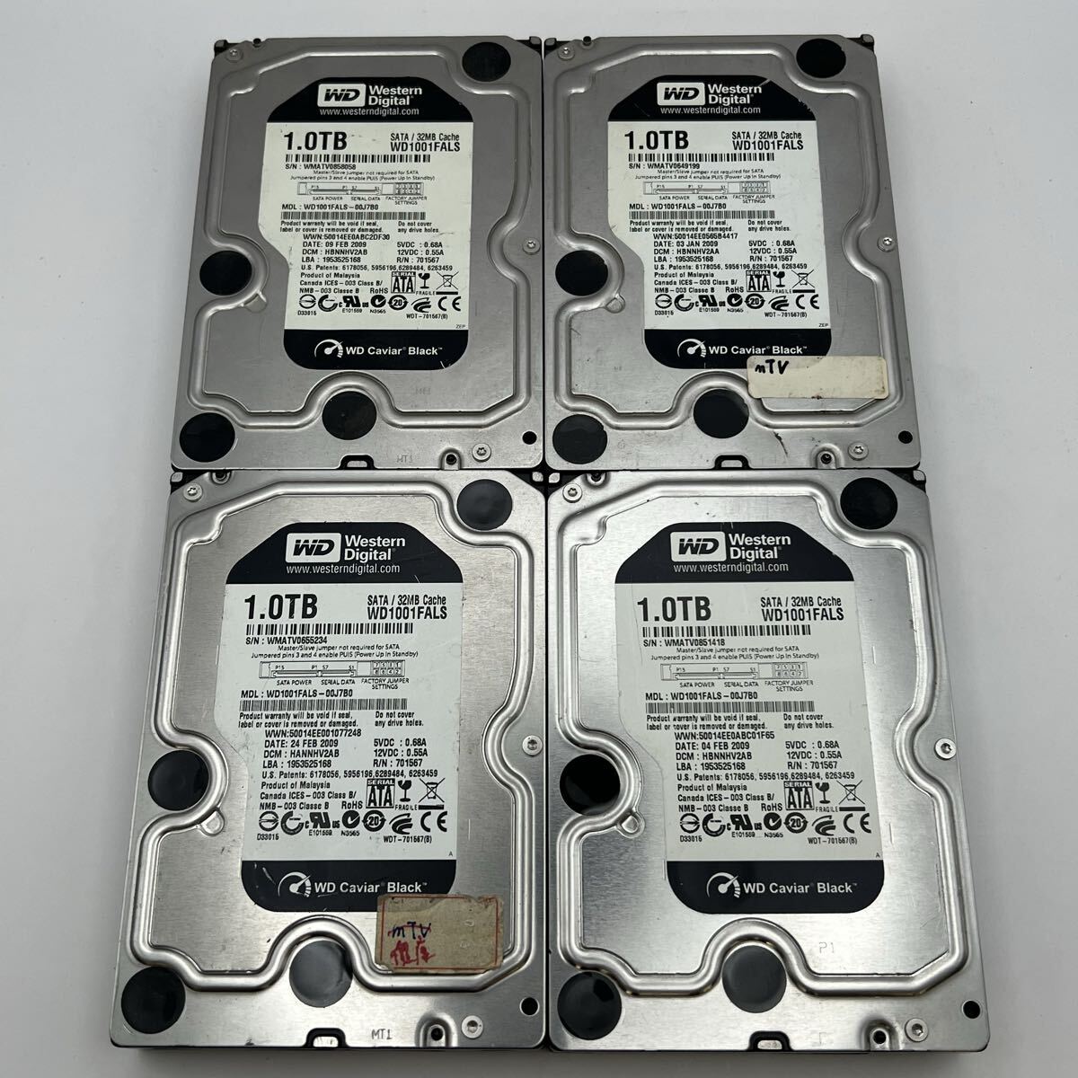 δ WD Caviar Black WD1001FALS 1TB 3.5インチ SATA HDD 4台セット ジャンク扱い 動作未確認 現状品 同梱対応可能 簡易梱包 データ未確認