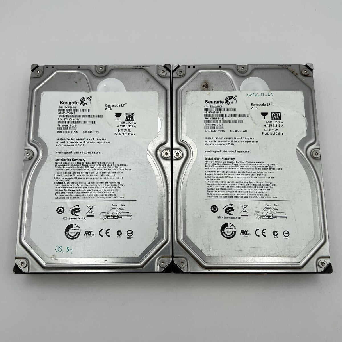 δ Seagate Barracuda LP ST32000542AS 2TB 3.5インチ SATA HDD 2台セット ジャンク扱い 動作未確認 現状品 データ未確認 同梱対応可能