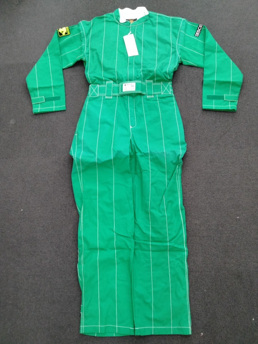 未使用 DESCENTE つなぎ SIZE:M デサント グリーン ワッペン レーシングスーツ