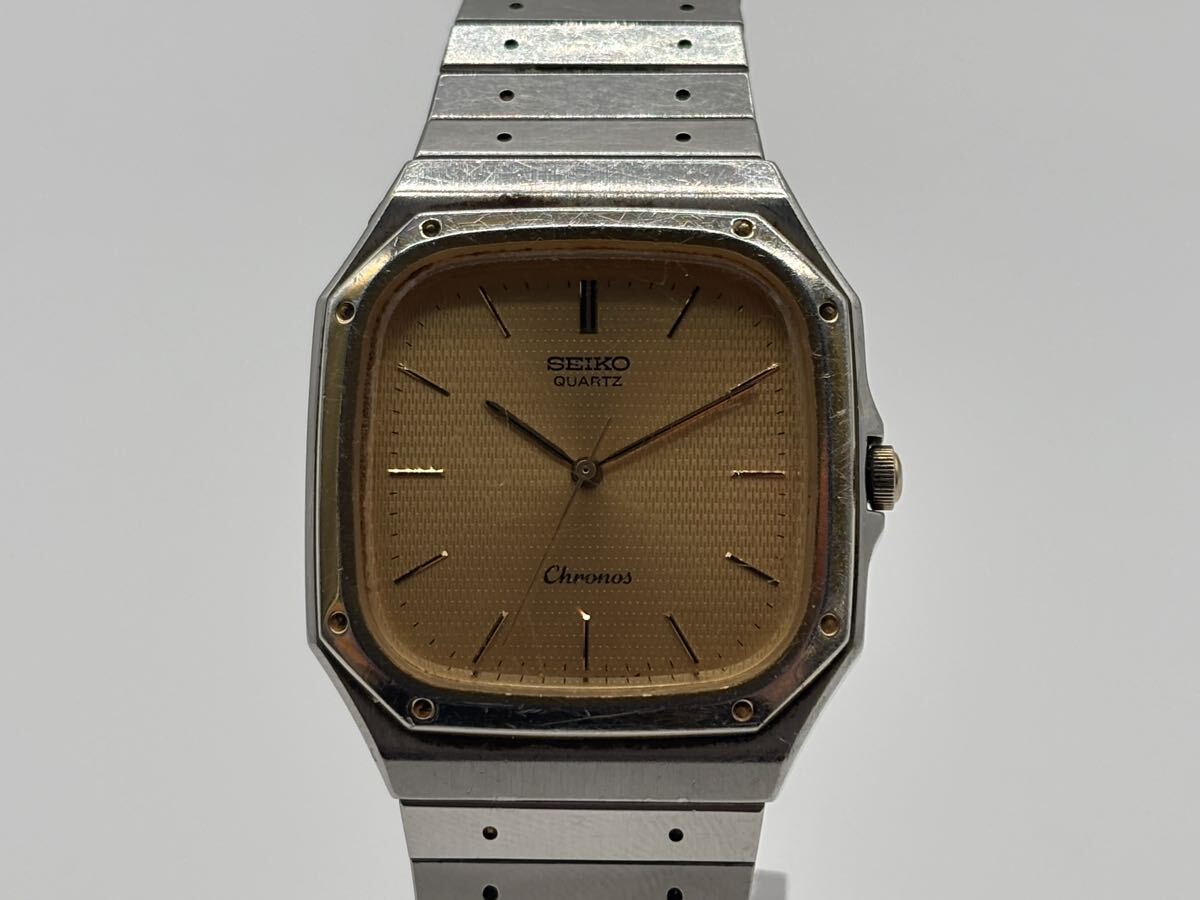 G70542042623 SEIKO セイコー Chronos クロノス 7731-5130 メンズ腕時計 ウォッチ ゴールド文字盤 クォーツ スクエア 不動 現状品 中古