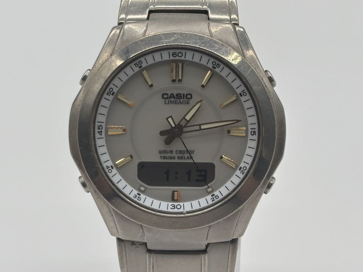 F68066092626 CASIO カシオ LINEAGE リニエージ ウェーブセプター LCW-110T メンズ腕時計 ウォッチ アイボリー文字盤 ソーラー 稼働 現状品