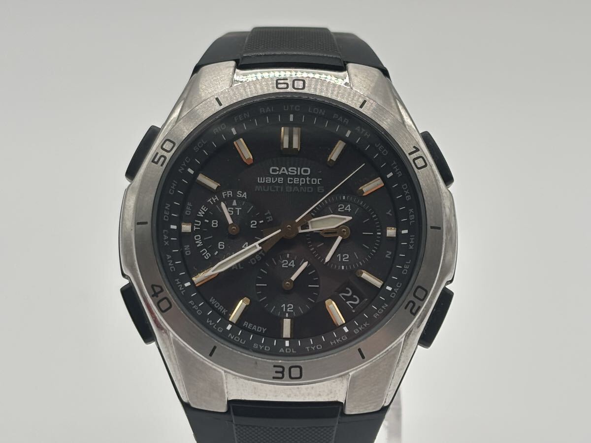 G69613152617 CASIO カシオ ウェーブセプター マルチバンド6 WVQ-M410 メンズ腕時計 ウォッチ 黒文字盤 ソーラー クロノグラフ 稼働 現状品