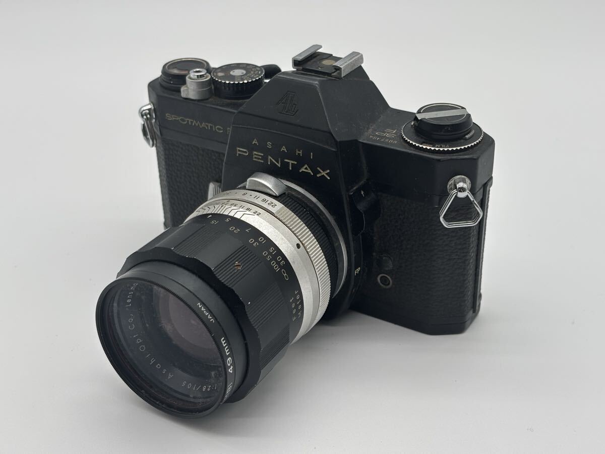 G70823032631 ASAHI PENTAX ペンタックス SPOTMATIC F スポットマチック Auto-Takumar 1:2.8/105 フィルムカメラ 一眼レフ ブラック 現状品