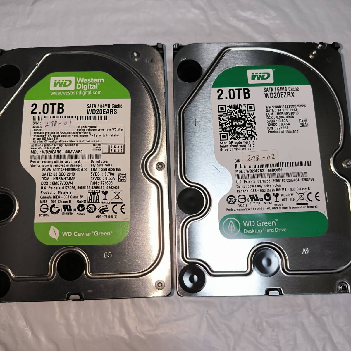（2個セット）HDD 2TB WD GREEN 