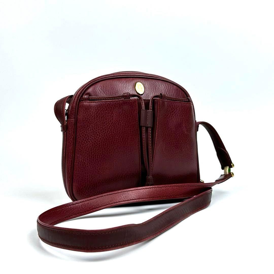 【美品】Cartier カルティエ トリニティ マストライン マストドゥ ショルダーバッグ ポシェット ミニバッグ ゴールド金具 レザー ボルドー