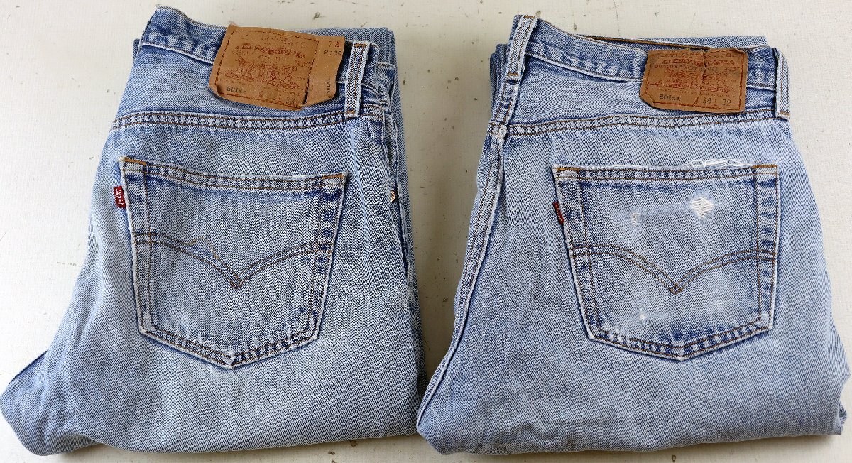 S☆中古品☆メンズ衣料品/デニム2本セット 『90s USA製 501』 Levi's/リーバイス ジーンズ ジーパン ボロ エルパソ ボールドウィン W34 W32