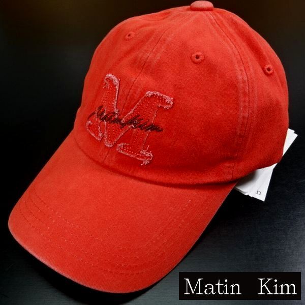 ◎新品 Martin Kim マーティンキム MATIN CURSIVE BALL CAP IN ORANGE ロゴ キャップ 帽子 野球帽 1