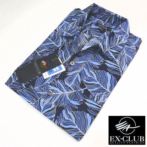 ◎新品 EX-CLUB イーエクスクラブ 定価16500円 日本製 開襟 半袖 シャツ カットソー M メンズ 男性 紳士用