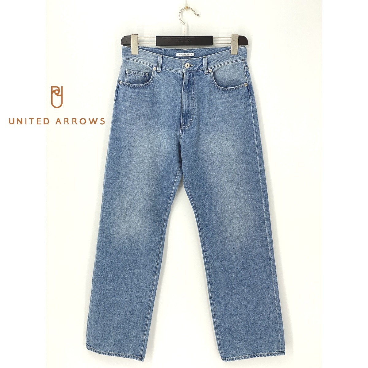 A9404/極美品 春夏 UNITED ARROWS ユナイテッドアローズ ストレート コットン ミリタリー デニムパンツL水色 青 ブルー インディゴ