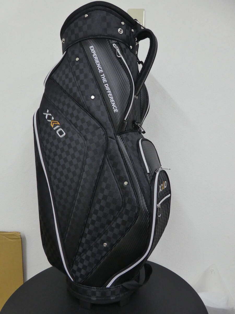 美品 XXIO ゼクシオ GC-X142 軽量 キャディバッグ ゴルフバッグ ブラック チェック柄 カートバッグ 1円スタート