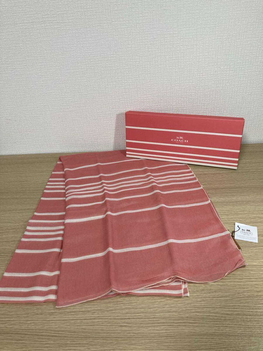 8-57 COACH コーチ ストール 大判 ピンク カラー 装飾小物 ブランド ファッション小物 レディース 女性 箱付き 