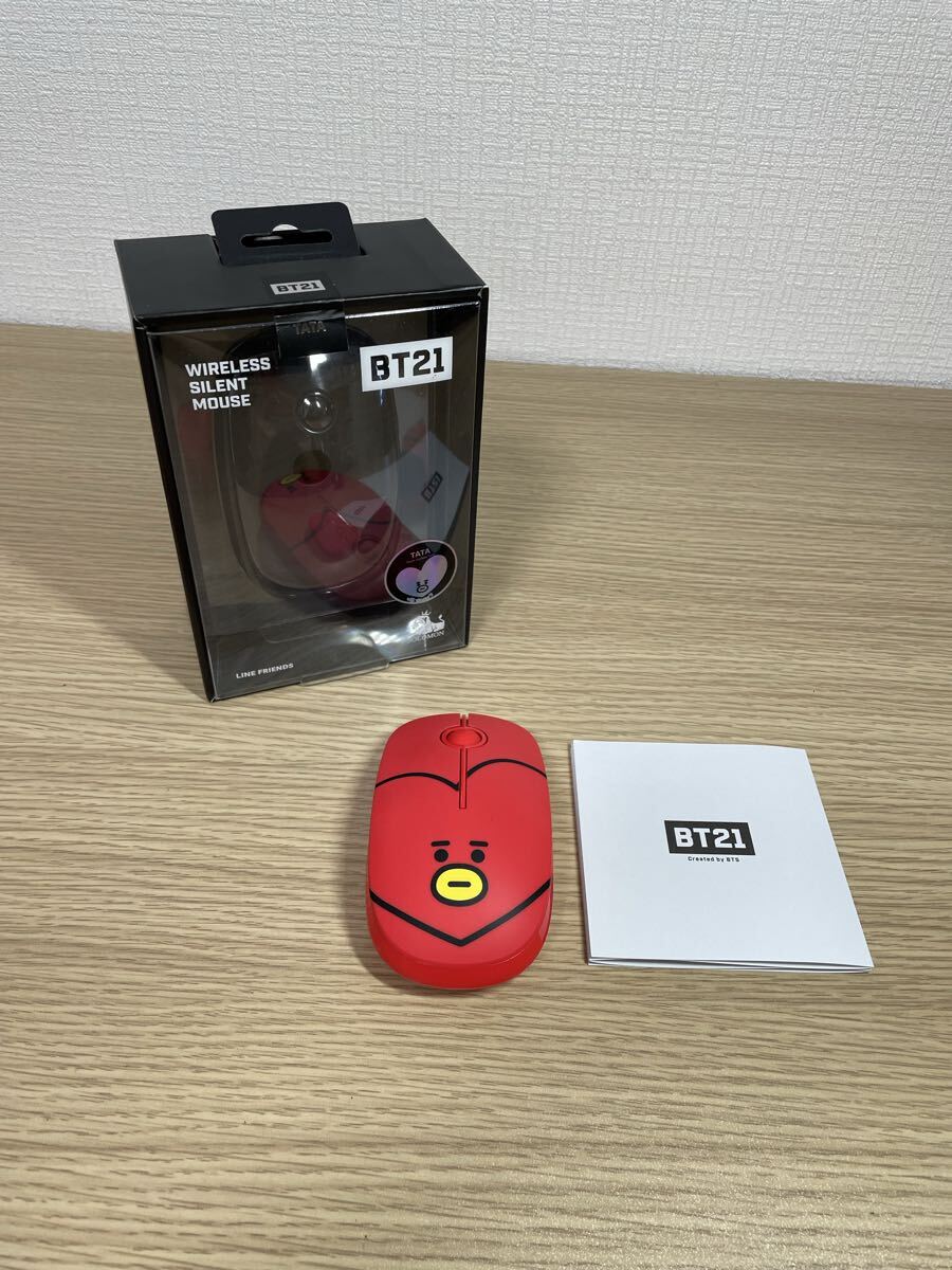 8-107 ソロモン TATA BT21 Created by BTS LINE FRIENDS 無騒音 マウス ワイヤレス WIRESS SILENT MOUSE 箱付き