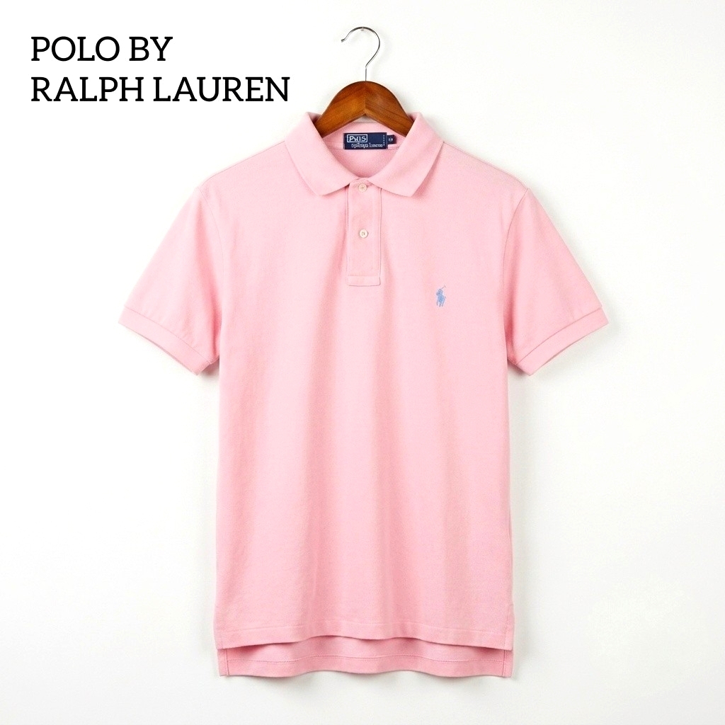 Polo by Ralph Lauren ポロバイラルフローレン 半袖 ポロシャツ ワンポイント ポニー 刺繍 ロゴ ピンク Mサイズ 綿100% 定番 アメカジ