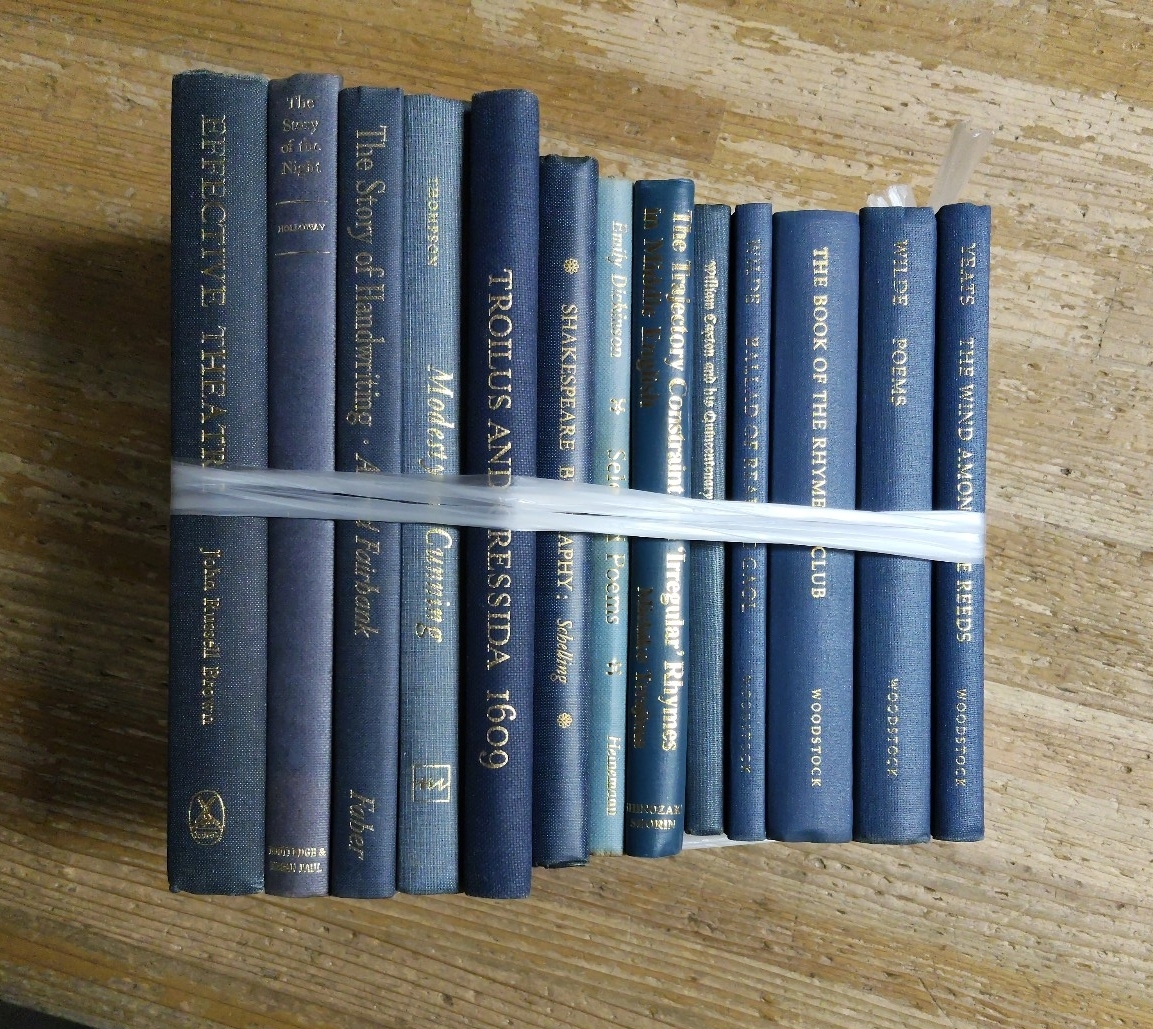 k0801-15.英文学 洋書まとめ/古典文学/戯曲/詩/散文/文芸評論/ディスプレイ/レトロ/アンティーク/ネイビー/紺色/青/ブルー