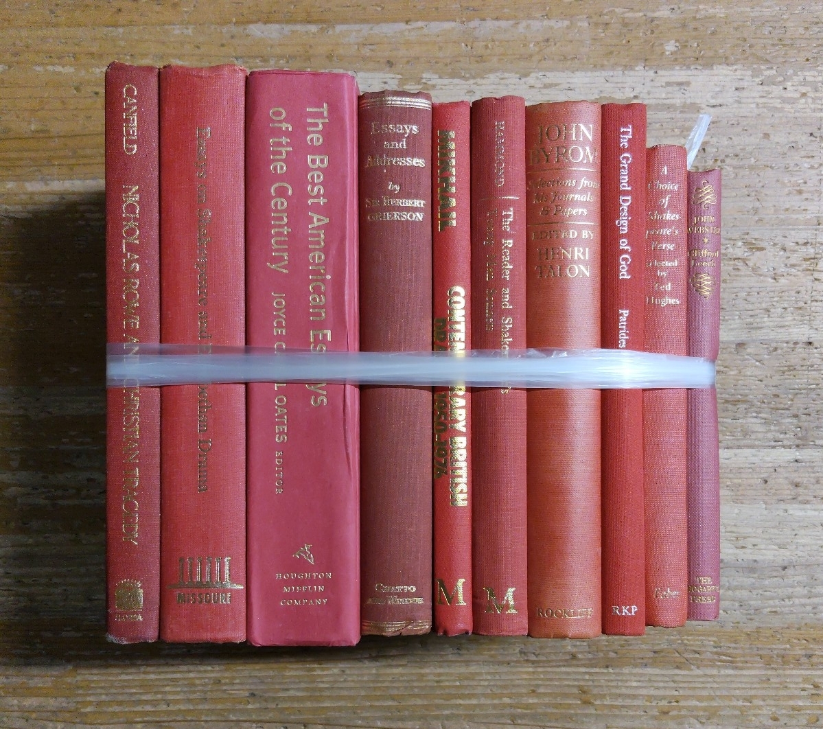 k0801-8.英文学 洋書まとめ/古典文学/戯曲/詩/散文/文芸評論/ディスプレイ/レトロ/アンティーク/レッド/赤