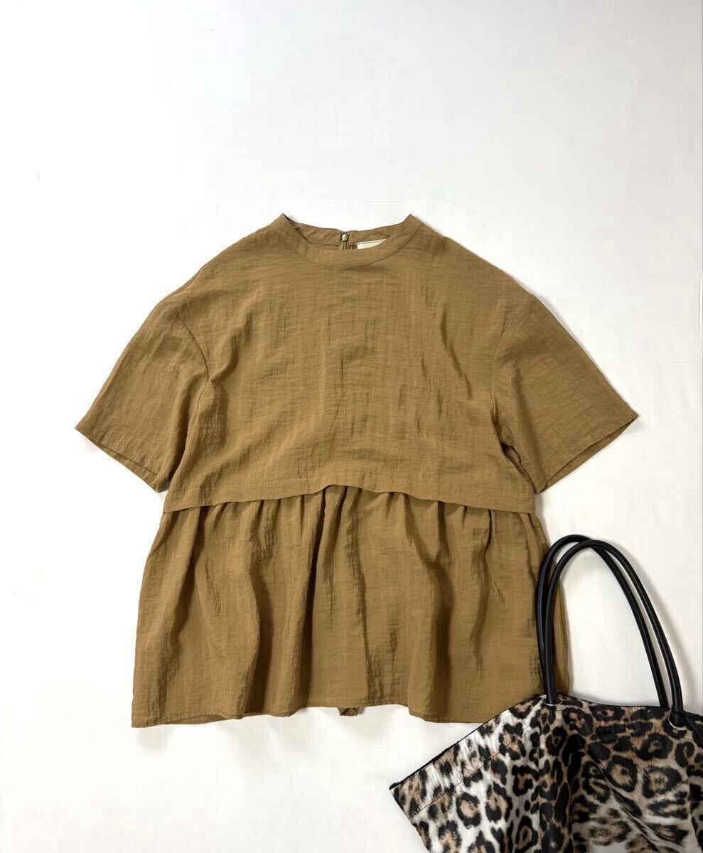 ユナイテッドアローズ レーヨン ナイロン ペプラム ショートスリーブ ブラウス