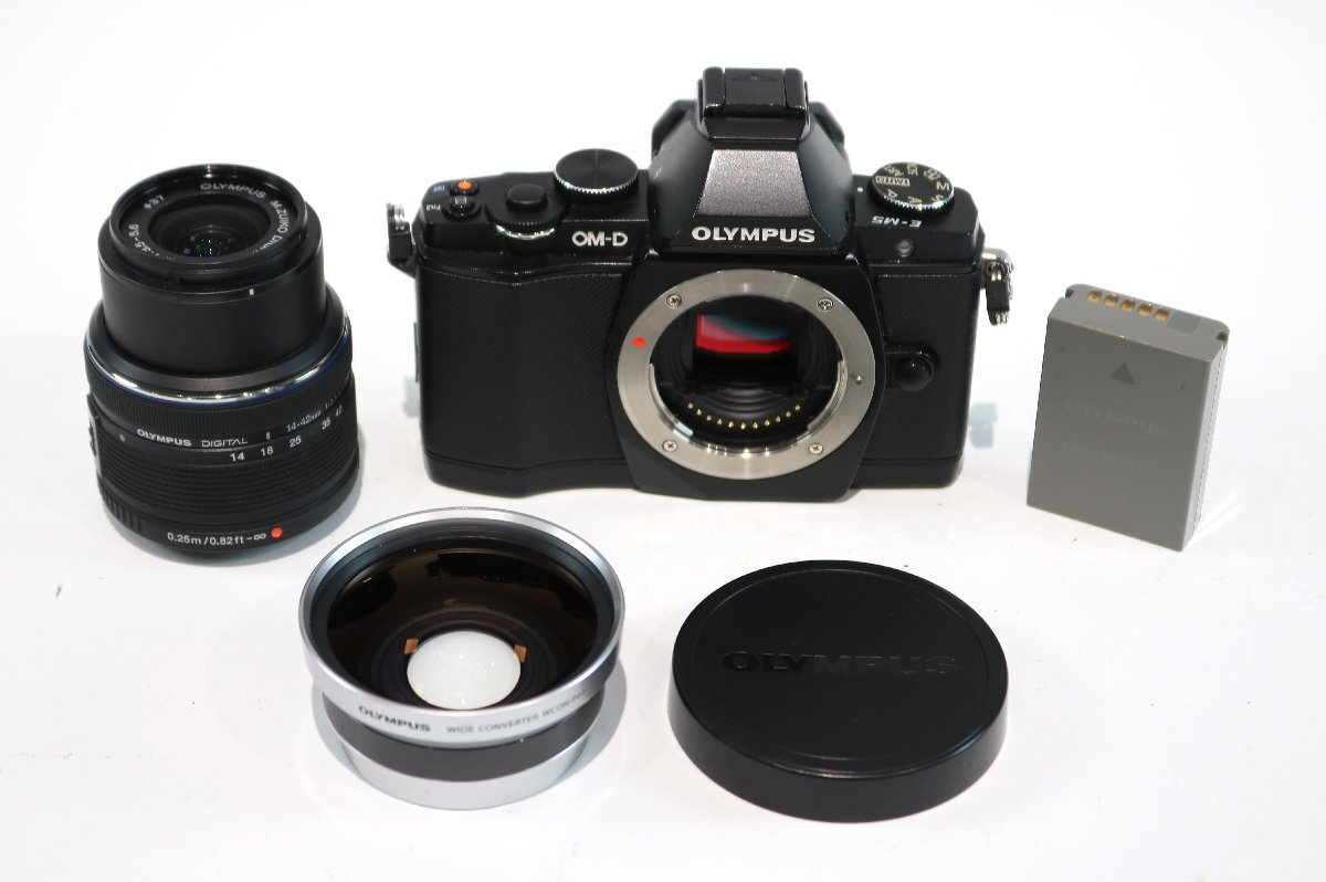 OLYMPUS オリンパス OM-D E-M5 ミラーレス 一眼レフ カメラ M.ZUIKO DIGITAL 14-42mm F3.5-5.6 II R ズームレンズ 動作未確認 7056-YS