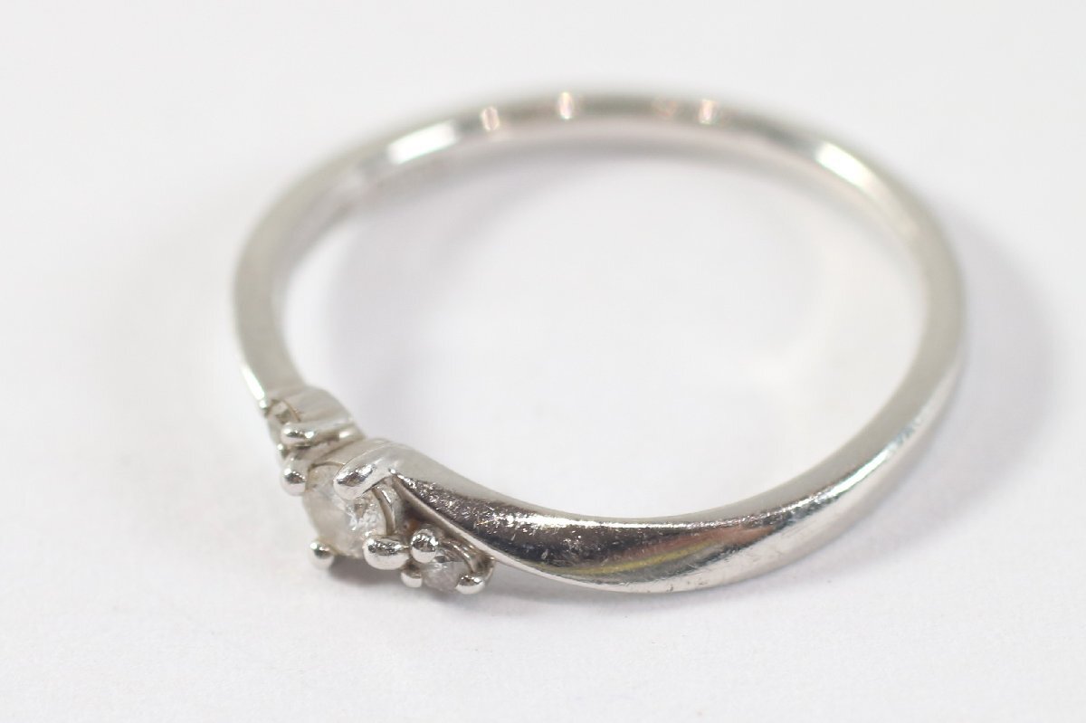 4℃ Pt950 プラチナ 3P ダイヤモンド Pt900 刻印 約8号 指輪 リング ジュエリー レディース アクセサリー 6916-BY
