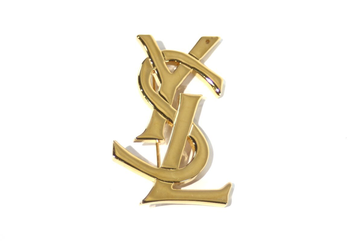 YVES SAINT LAURENT イヴサンローラン YSL ロゴ ブローチ ゴールドカラー レディース 小物 アクセサリー 7000-RS
