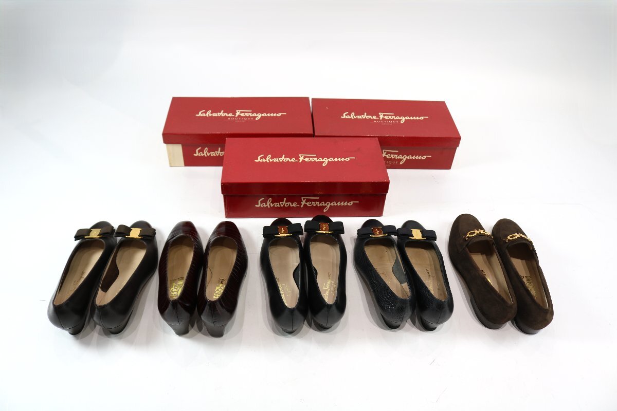 【5点】Salvatore Ferragamo フェラガモ 靴 シューズ パンプス サイズ 7C 7D レディース まとめ売り 6984-ES