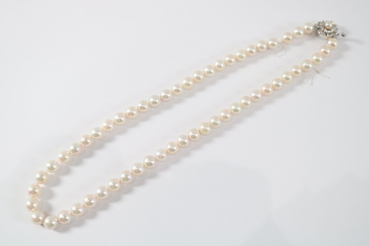 【ジャンク品】本真珠 パール ネックレス 留め具 シルバー SV925 刻印 約7.0-7.5mm珠 レディース アクセサリー 7006-BY