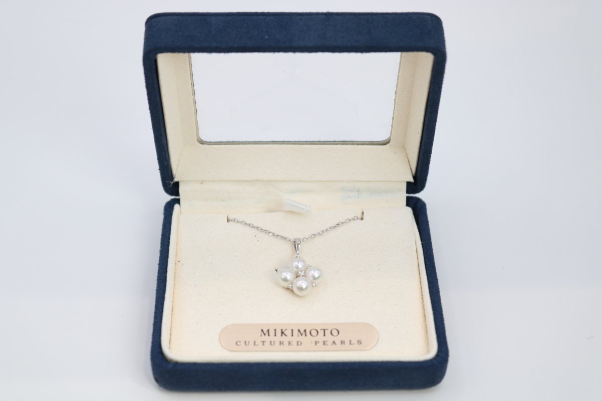 MIKIMOTO ミキモト 本真珠 パール パールネックレス ダイヤモンド 留め具 K18 刻印 レディース アクセサリー ケース付き 7065-BY