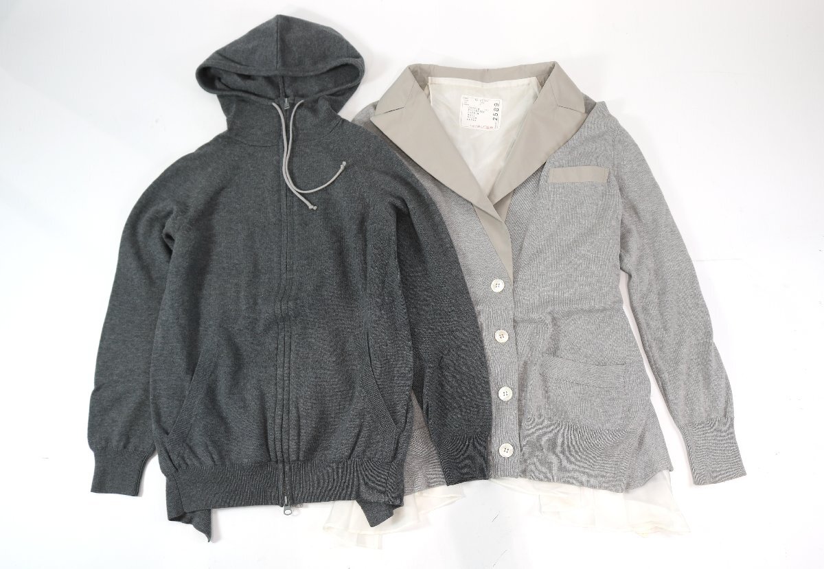 【2点】sacai/sacai luck ニットカーディガン ジップパーカー サイズ 1 2 レディース ファッション 服 まとめ 6978-HM
