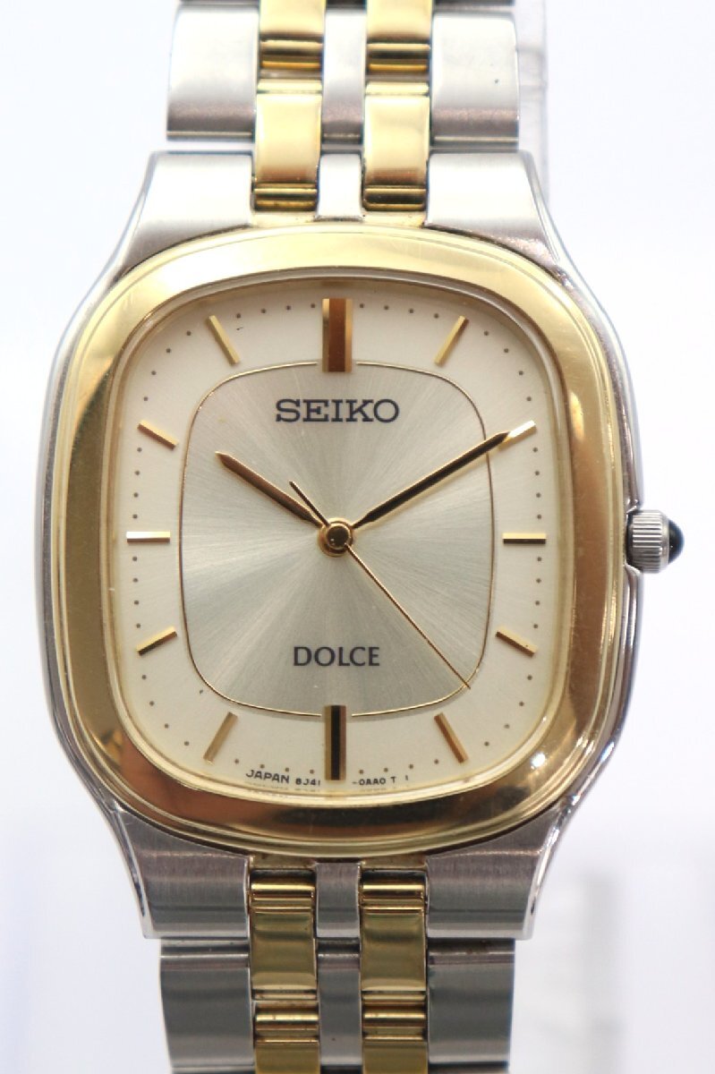 SEIKO セイコー DOLCE ドルチェ 8J41-0AA0 コンビ シルバー文字盤 スクエア クォーツ メンズ 腕時計 6953-AM