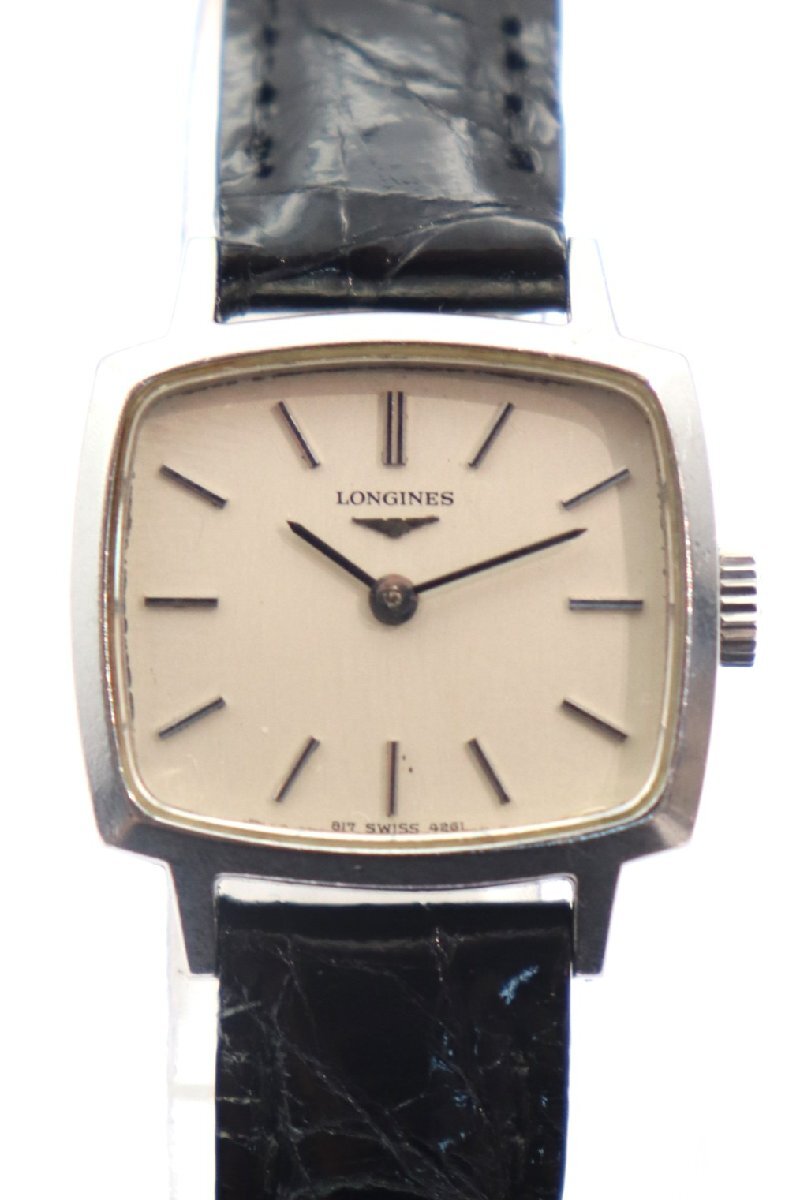 LONGINES ロンジン 817.4261/L817.4 スクエア シルバー文字盤 手巻き レディース 腕時計 7042-AM