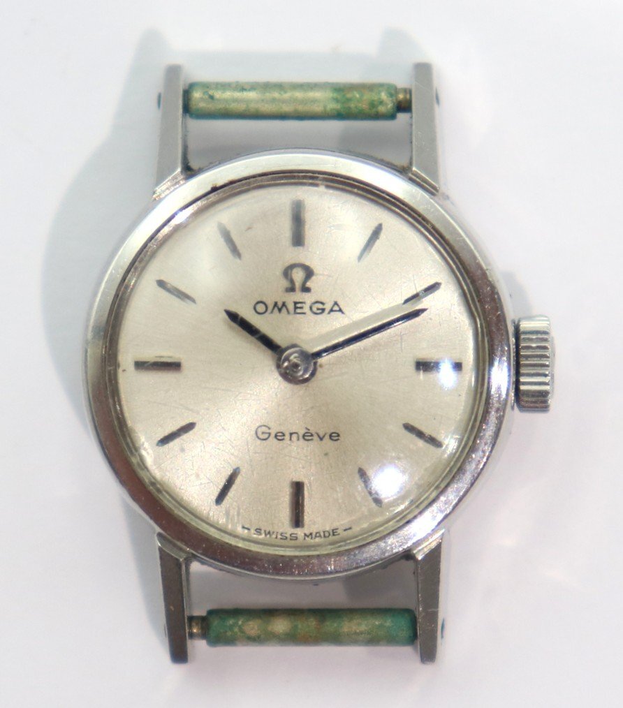 OMEGA オメガ Geneve ジュネーブ Ref.511.238 Cal.485 フェイスのみ ラウンド シルバー文字盤 手巻き レディース 腕時計 7040-AM