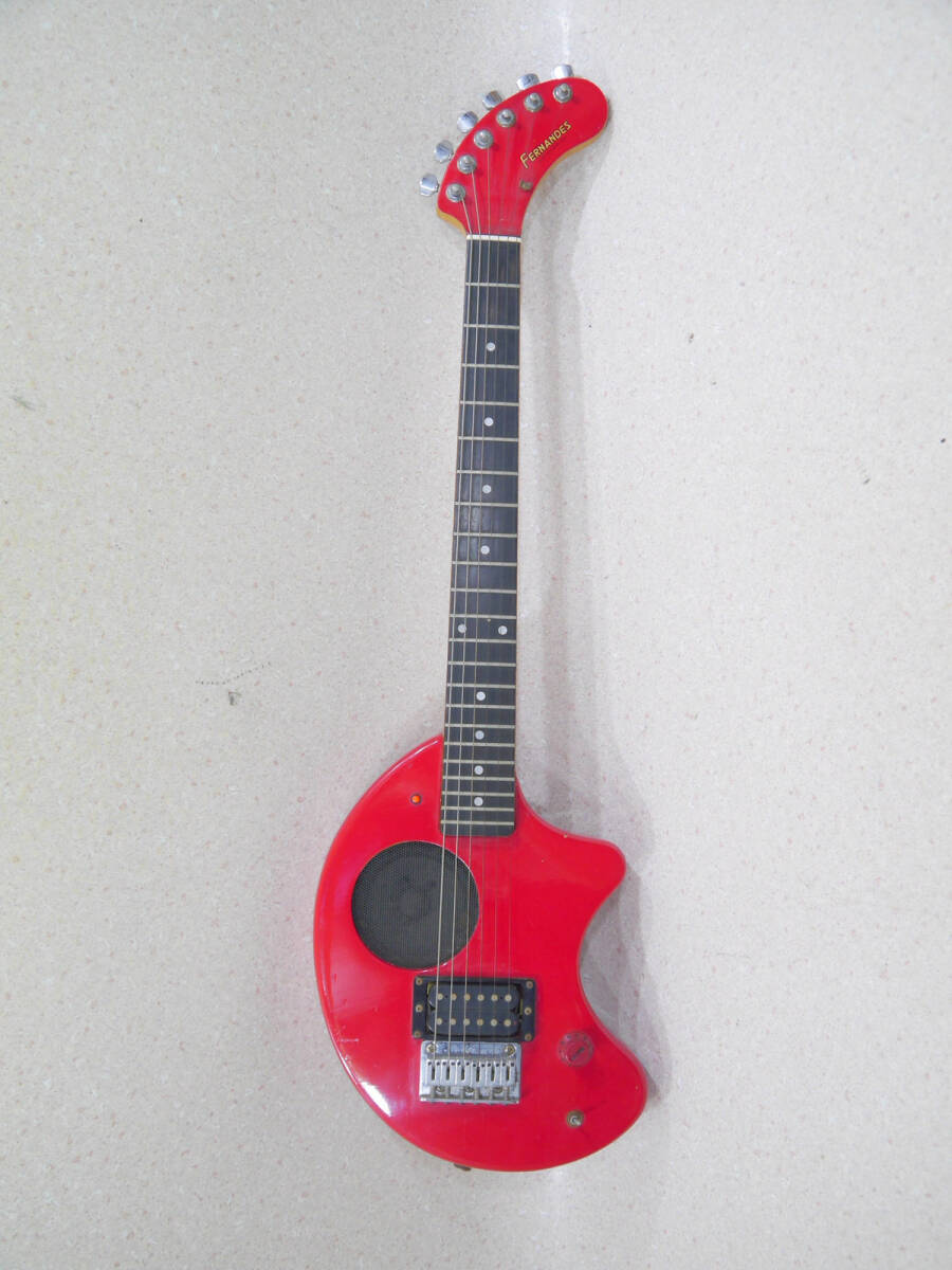 28フェルナンデスFERNANDESアンプ内蔵ミニギターZO-3ゾーさん音出し確認レッド楽器スピーカー付エレキギター小さい練習ヘッドフォン端子140
