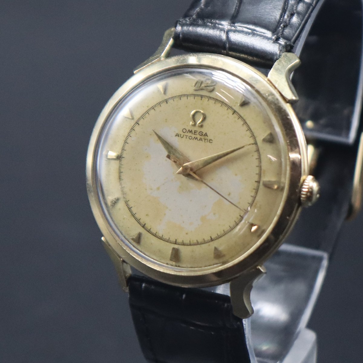 希少 OMEGA オメガ USコレクション Ref.G-6239 Cal.351 ハーフローター式自動巻 14KGF 17石 1950年代 新品革ベルト メンズ腕時計