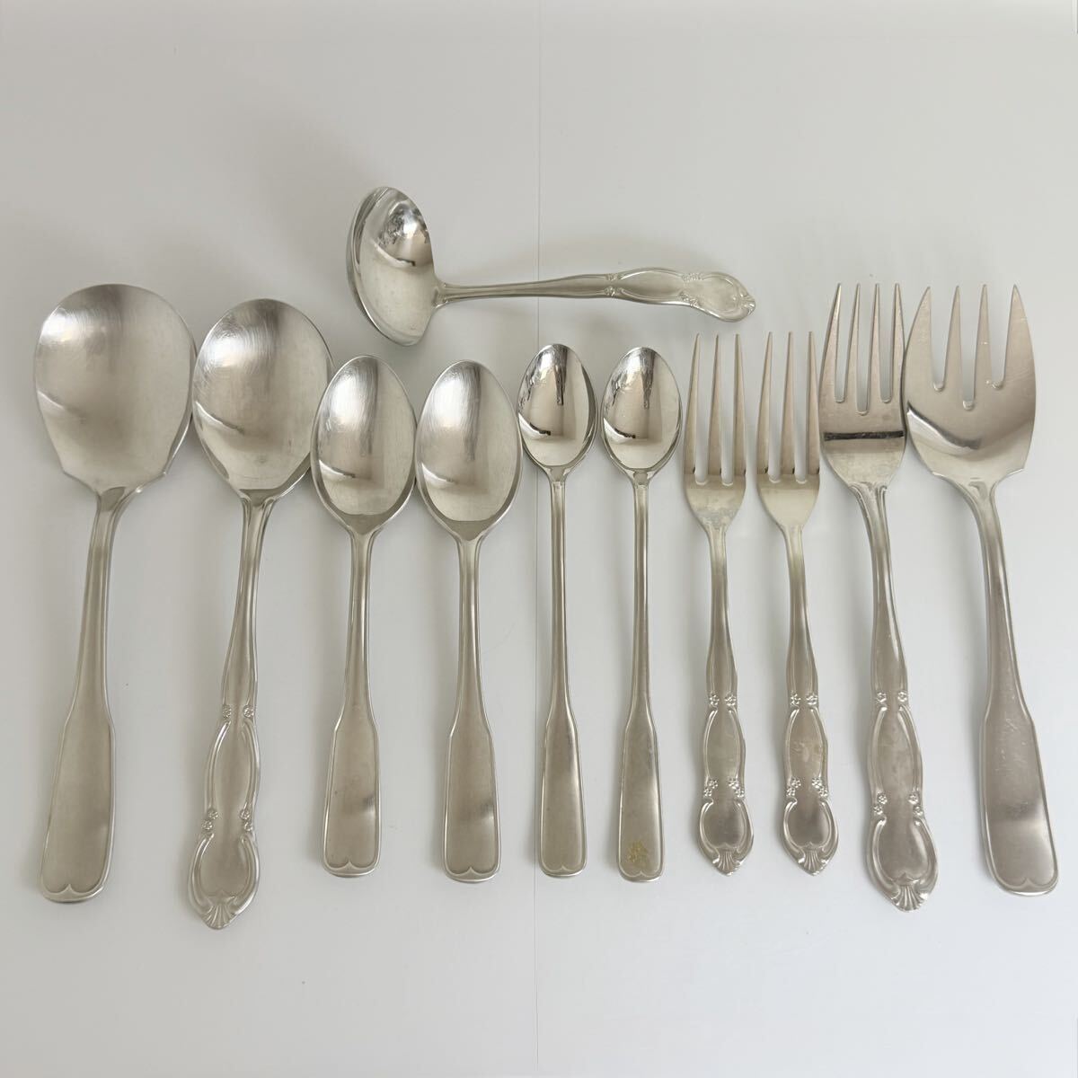 SY1129◆Noritake ノリタケ カトラリーセット スプーン フォーク スープ用 ティースプーン 18-8 ステンレス製 11本 食器 アンティーク