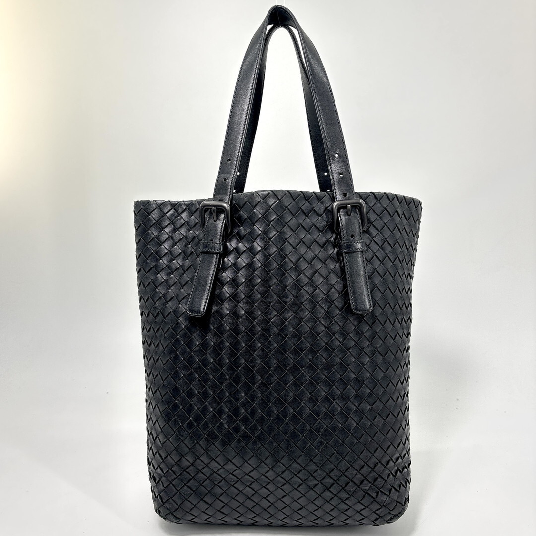 極美品 BOTTEGA VENETA ボッテガヴェネタ イントレチャート メンズ レディース トートバッグ ハンドバッグ ブラック 黒
