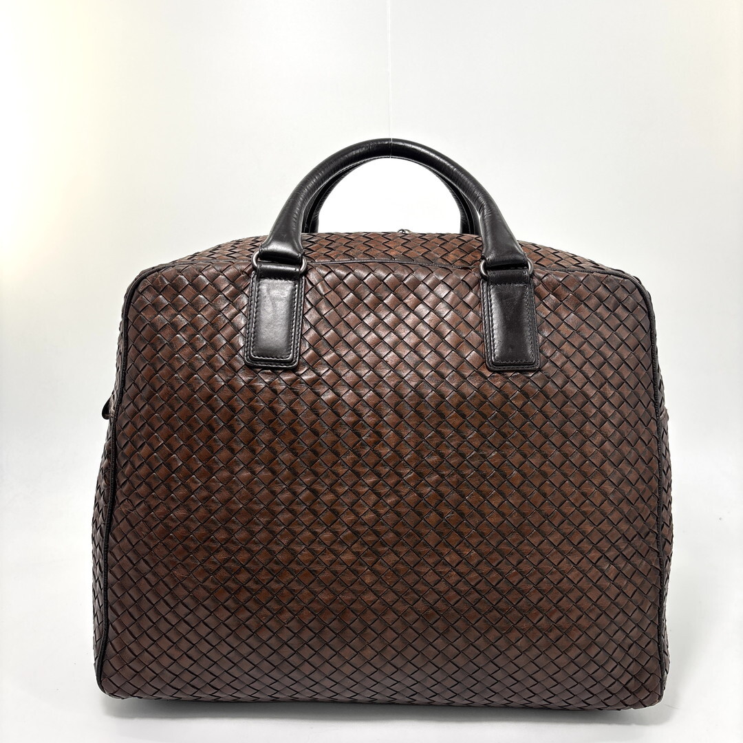 超極美品 bottega Veneta ボッテガヴェネタ イントレチャート メンズ ボストンバッグ トラベルバッグ ブラウン ブラック キャリーバッグ