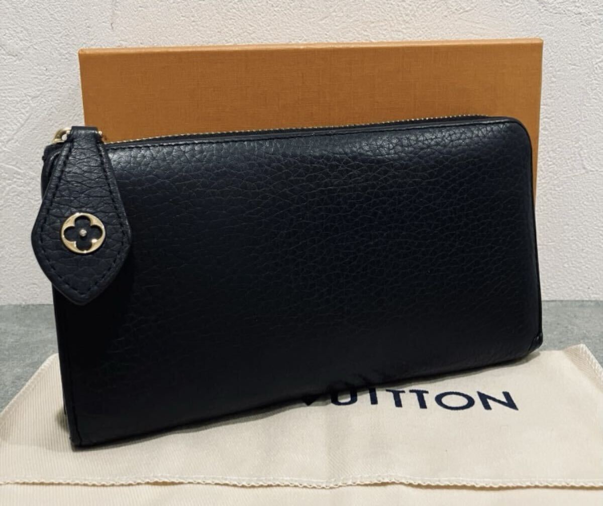LOUIS VUITTON ● 新品同様 ルイヴィトン コメット レザー 長財布 ノワール ポルトフォイユ トリヨン L字ファスナー 財布 黒 ブラック