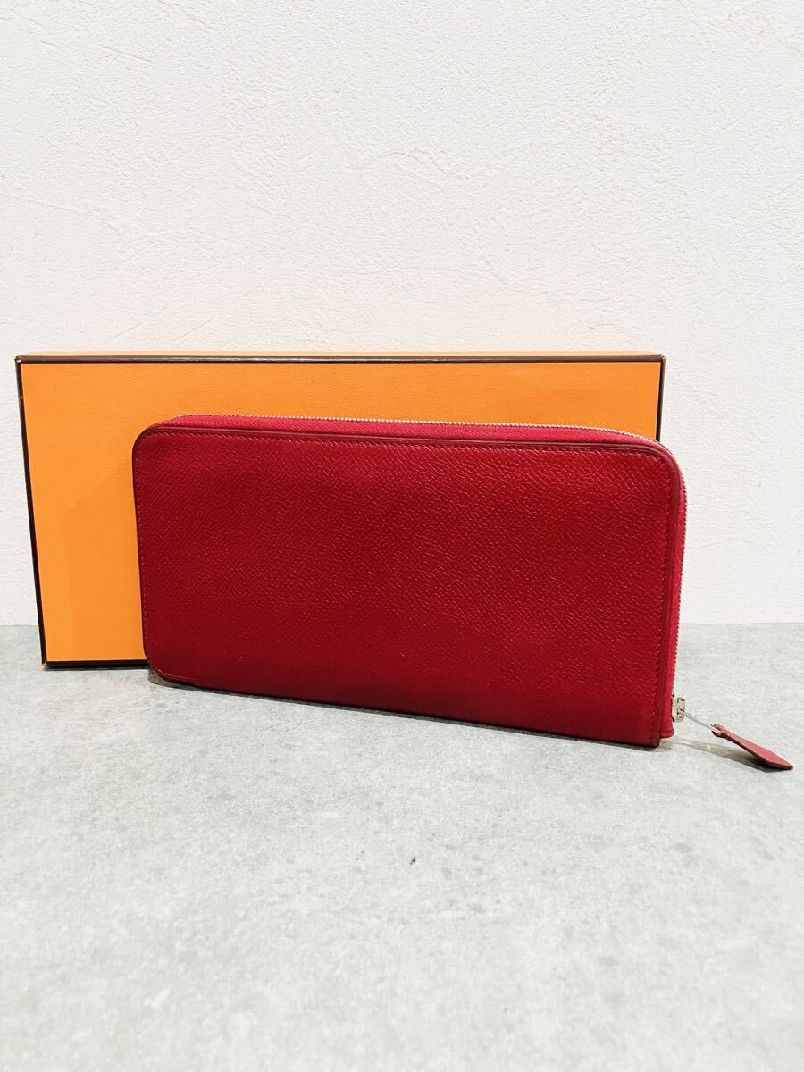 HERMES ● 新品同様 エルメス □O刻印 アザップ ラウンドファスナー 長財布 レザー アザップロング シルクイン 財布