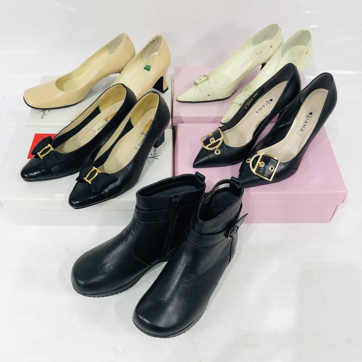 パンプス ブーツ 5足 まとめ DIANA 他 黒 白 ベージュ ヒール レディース 21.5～22.5㎝ 靴 NC4430M