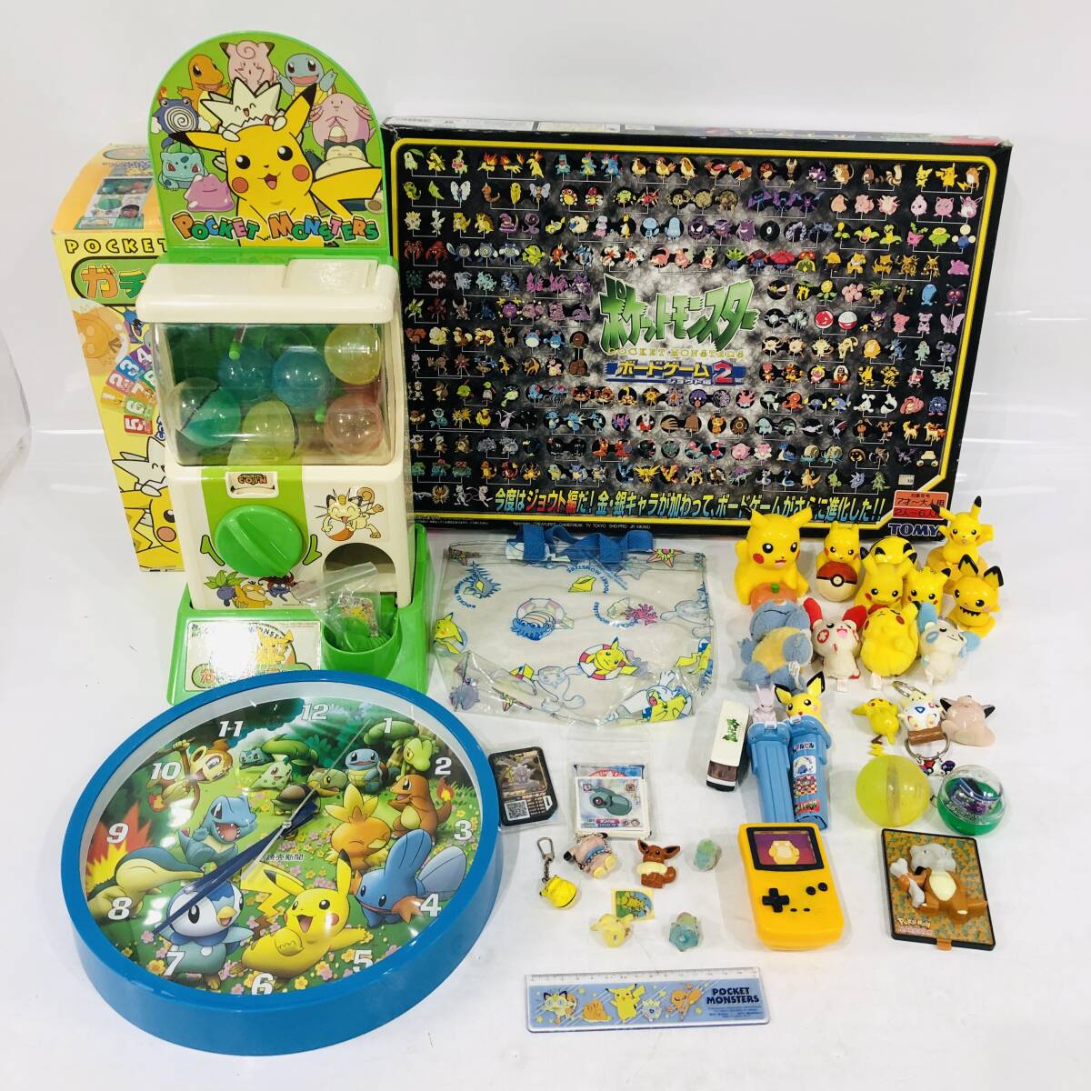 ポケモン グッズ まとめ ボードゲーム ジョウト編 ガチャポケマシン 掛け時計 人形 キーホルダー 定規 カード 他 玩具 NC4470M