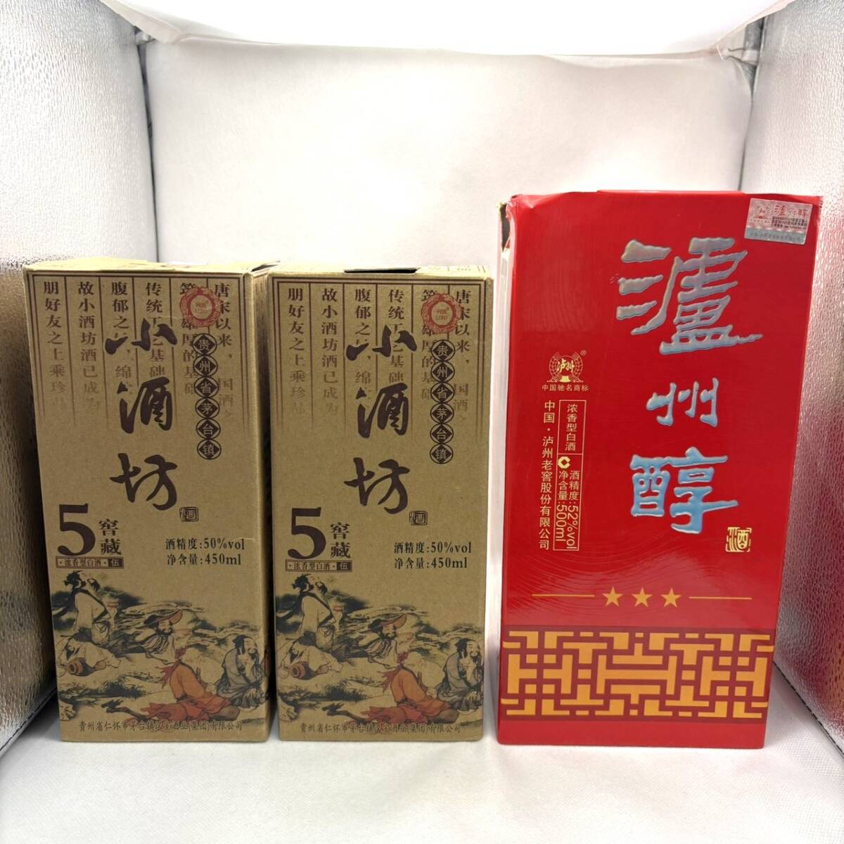 Y3643★濾州醇 濾州老窖 ろしゅうろうこう 52％ 500ml 小酒坊 3本セット 50％ 450ml 未開封 まとめ まとめ売り 白酒 中国酒 アルコール