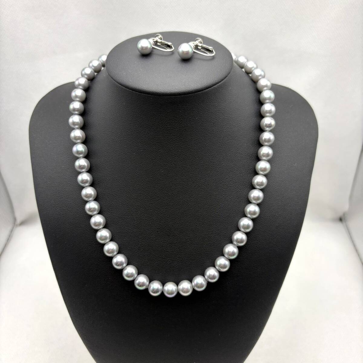 Y3496★留め具 SILVER パール ネックレス イヤリング アクセサリー 冠婚葬祭 シルバー系カラー セット まとめ グレー系 真珠 全て詳細不明