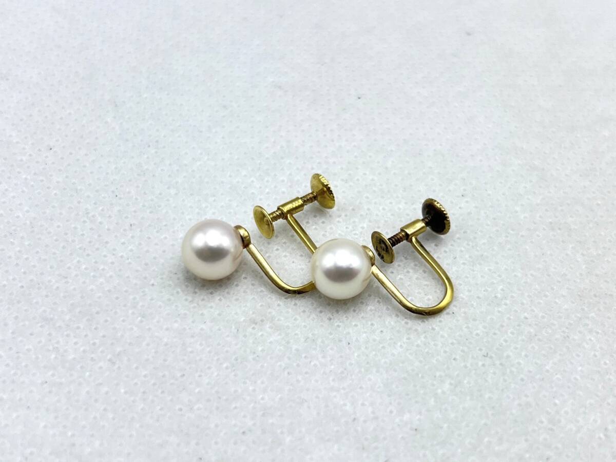 Y3594★MIKIMOTO ミキモト 本真珠 アコヤ真珠 パール 約7.3mm K14 14金 総重量 約2.4g ねじ式 イヤリング アクセサリー レディース