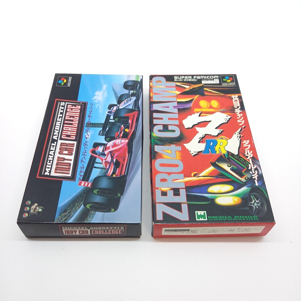  スーパーファミコンソフト ゼロヨンチャンプ ダブルアールヅィー/マイケル・アンドレッティ インディーカーチャレンジ 箱説付 2本セット