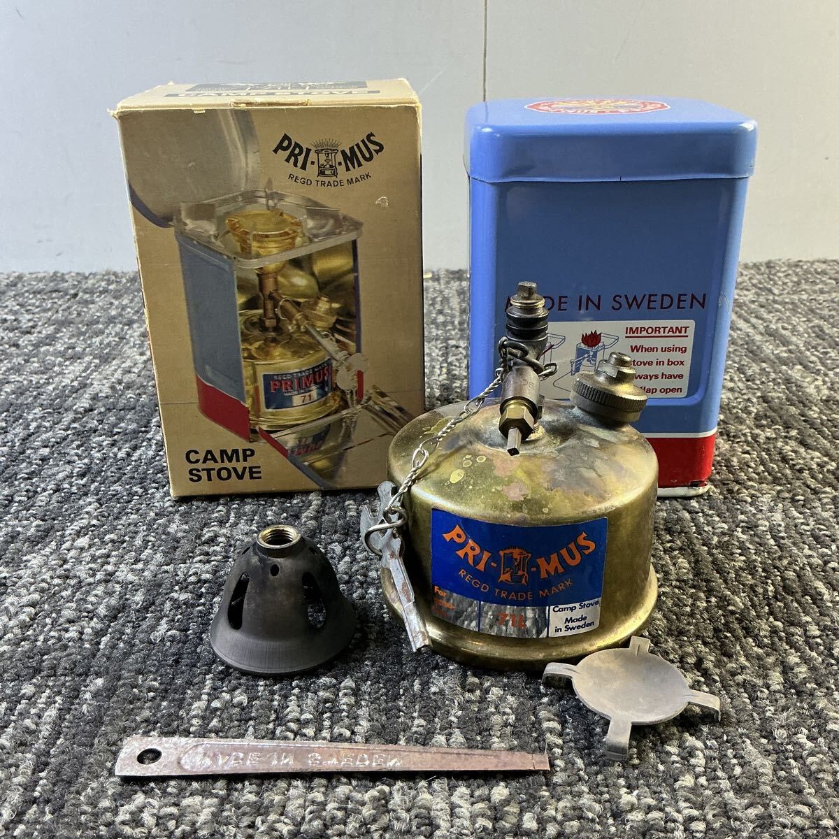 da7177 PRIMUS 71L primus71L プリムス ガソリンストーブ バーナー キャンプ アウトドア 当時物 元箱 簡易動作確認済